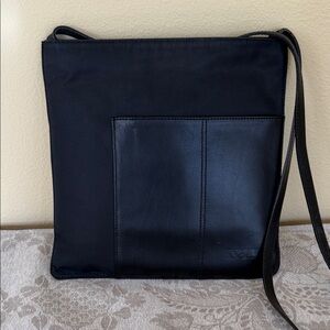 MaxMara Black Leather and Fabric Messenger Bag